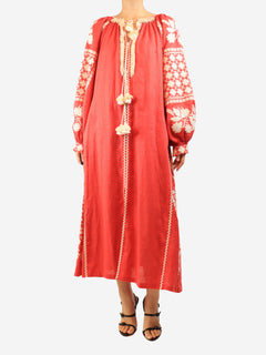 Red embroidered cotton dress - size M Dresses Foberini 