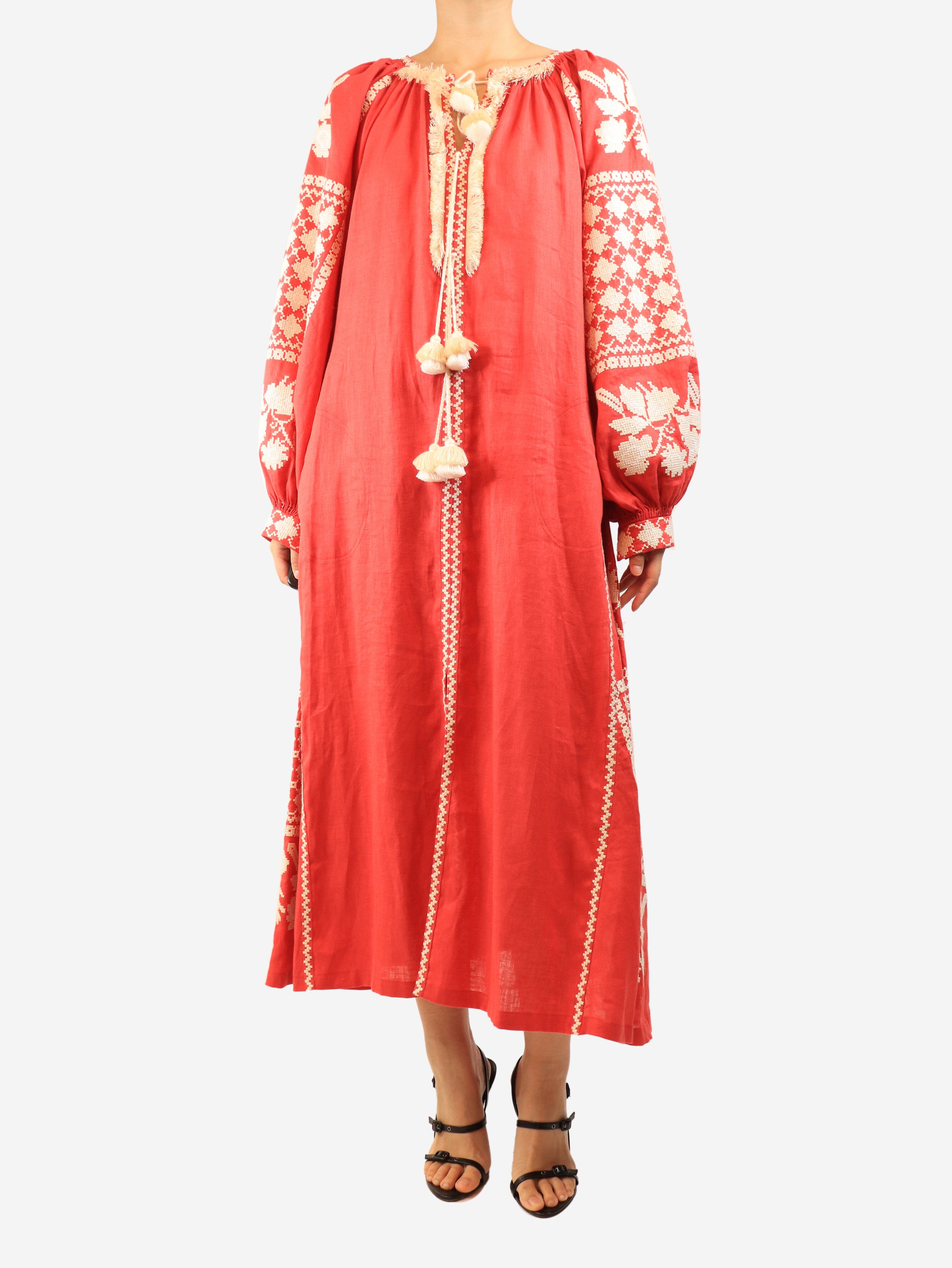 Red embroidered cotton dress - size M Dresses Foberini 