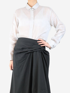 Grey and white striped shirt - size UK 12 Tops Giorgio Armani 