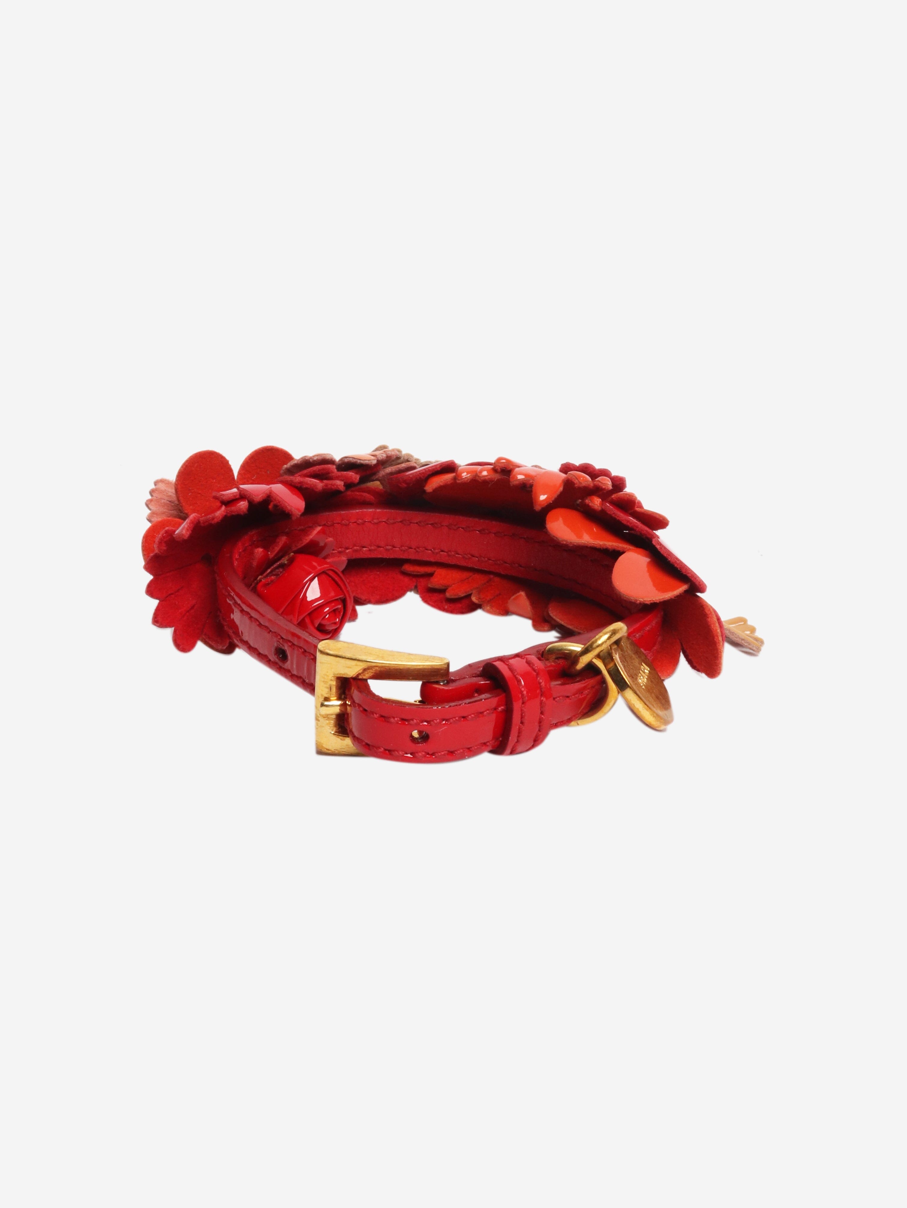 Red patent leather flower bracelet Accessories Prada 