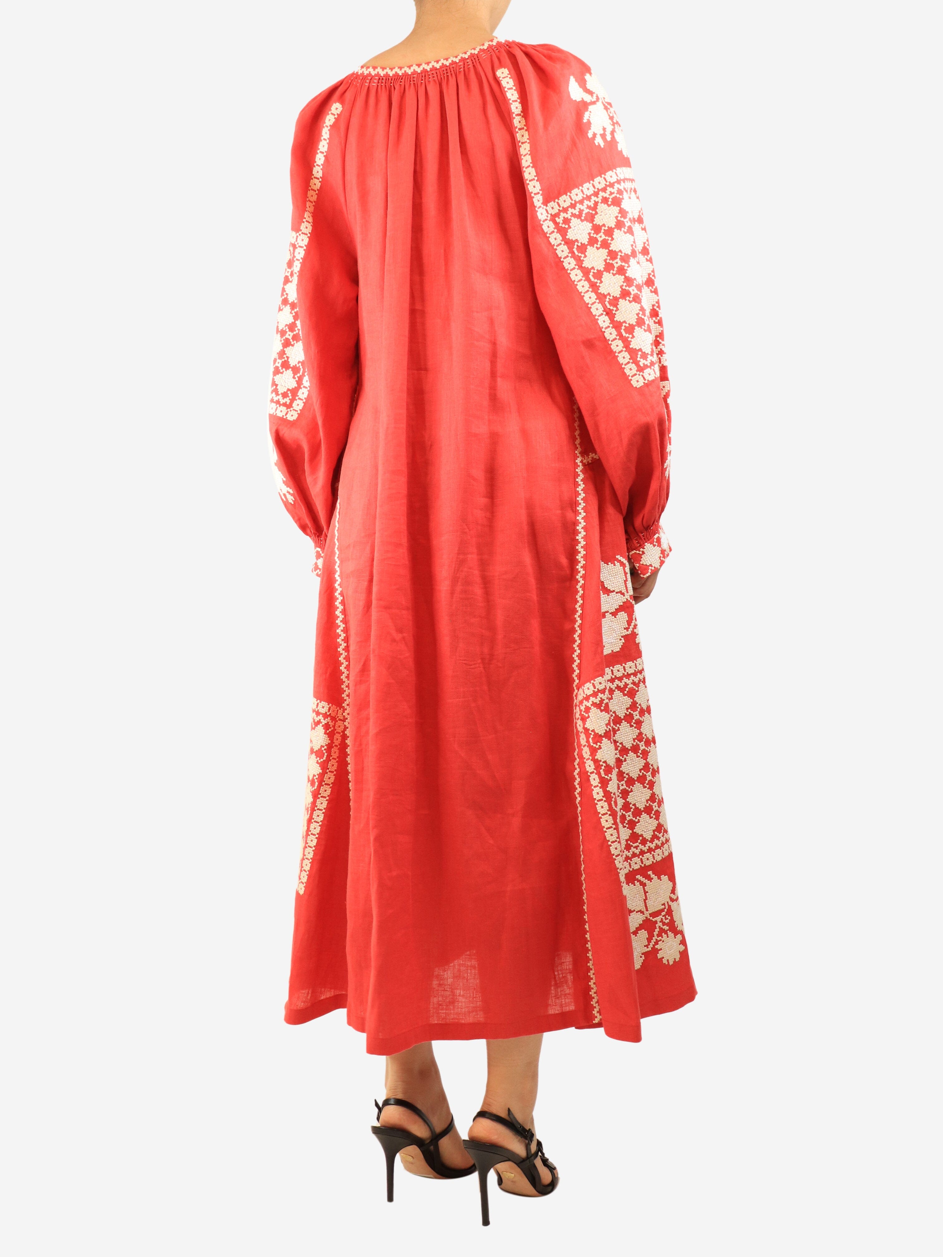Red embroidered cotton dress - size M Dresses Foberini 