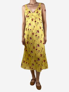 R13 Yellow silk floral midi slip dress - size S