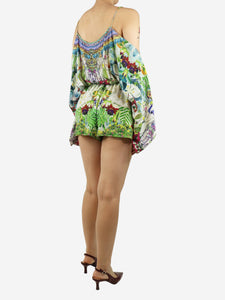 Camilla Multicolour silk floral playsuit - size M