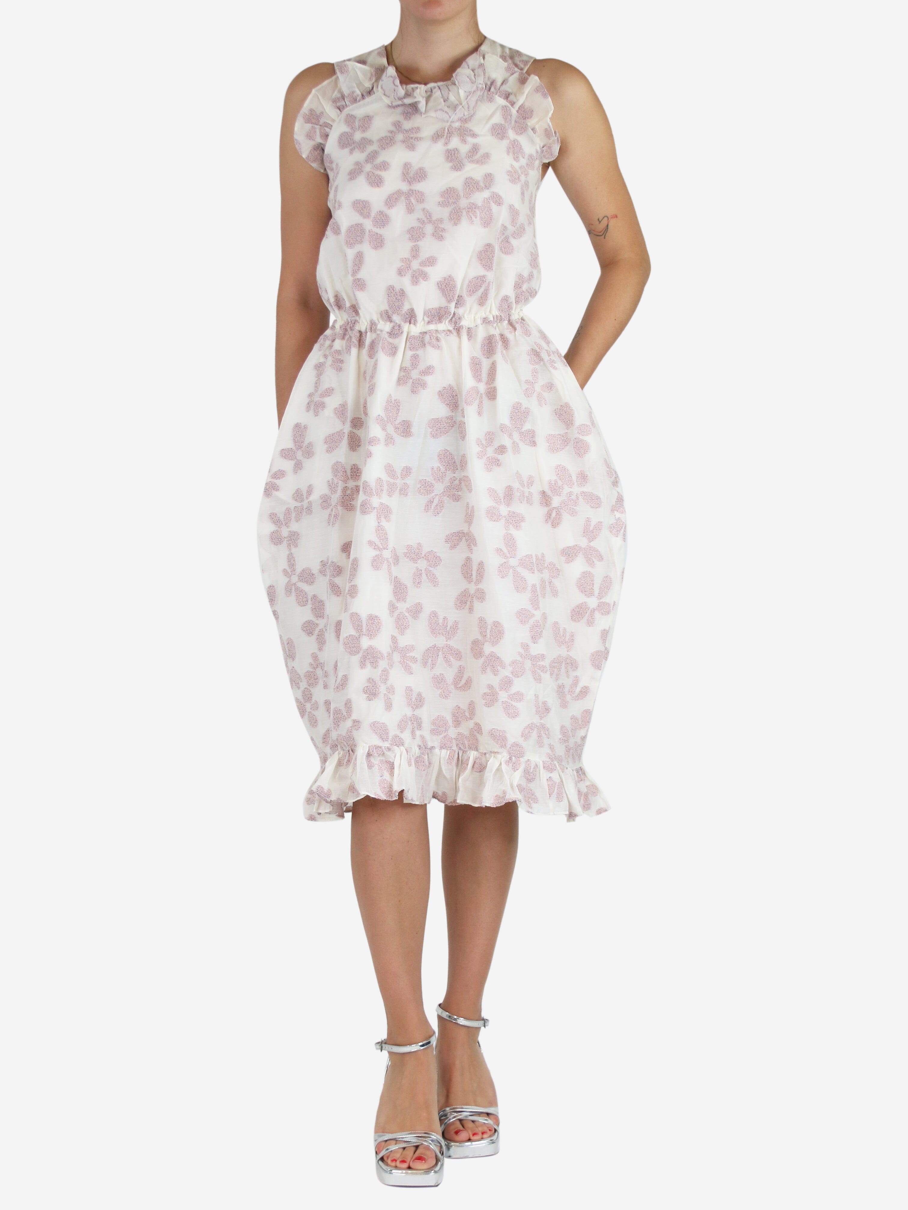 floral embroidered wool blend midi dress