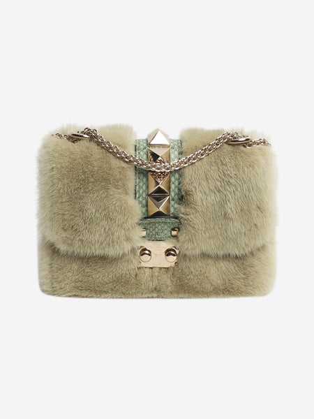 Green faux-fur crossbody bag product image