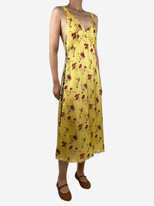 R13 Yellow silk floral midi slip dress - size S