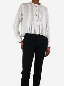 Isabel Marant Cream pleated cotton shirt - size UK 6