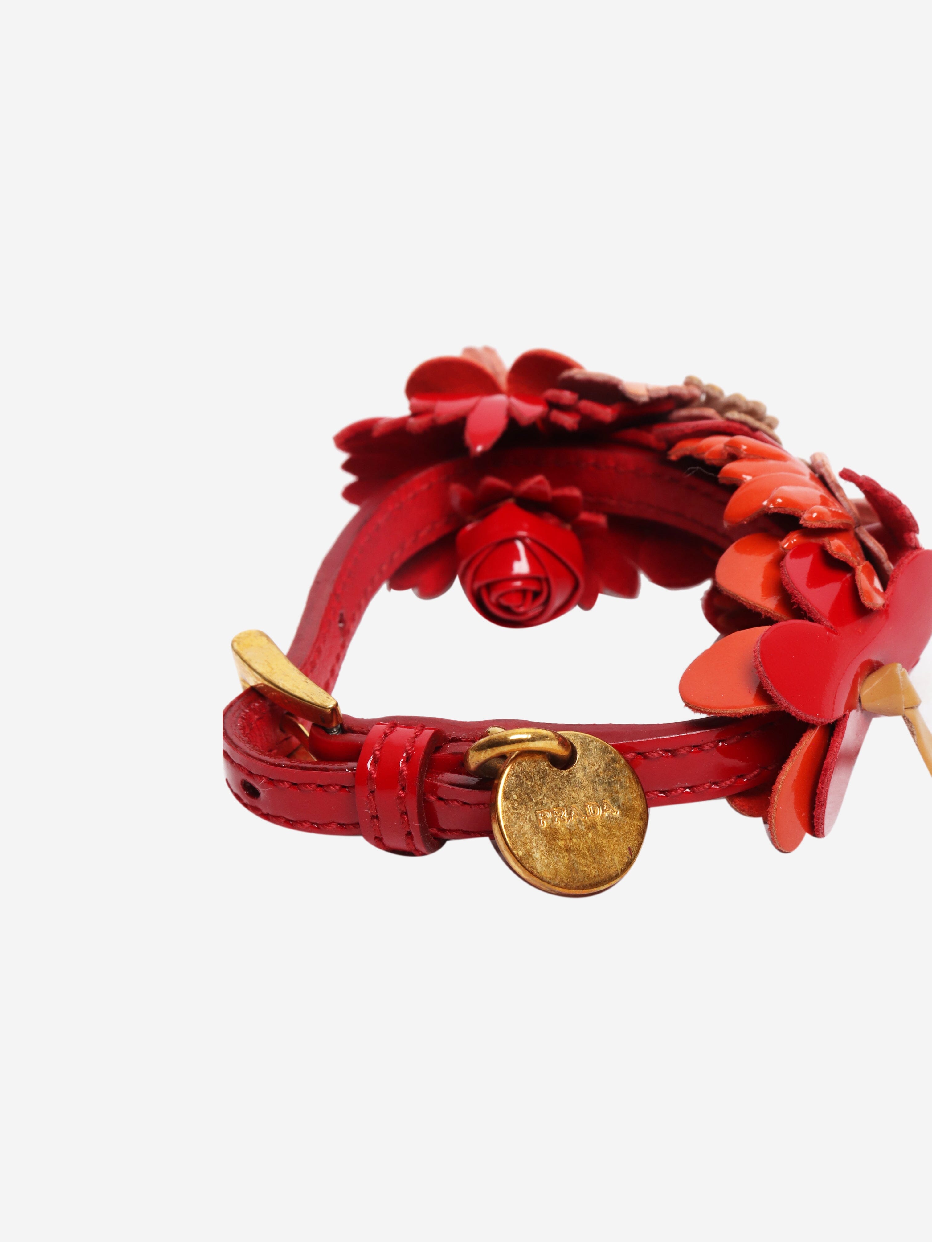 Red patent leather flower bracelet Accessories Prada 