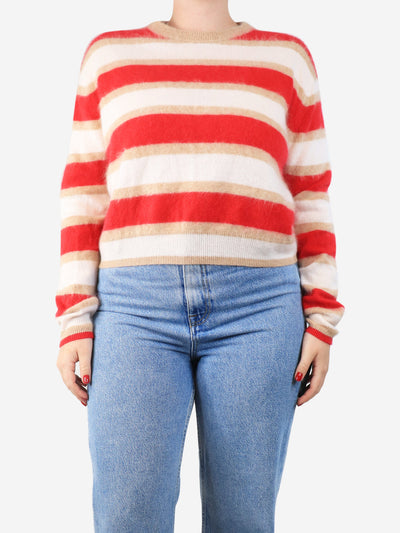 Red and cream striped cashmere jumper - size M Knitwear Guest In Residence 