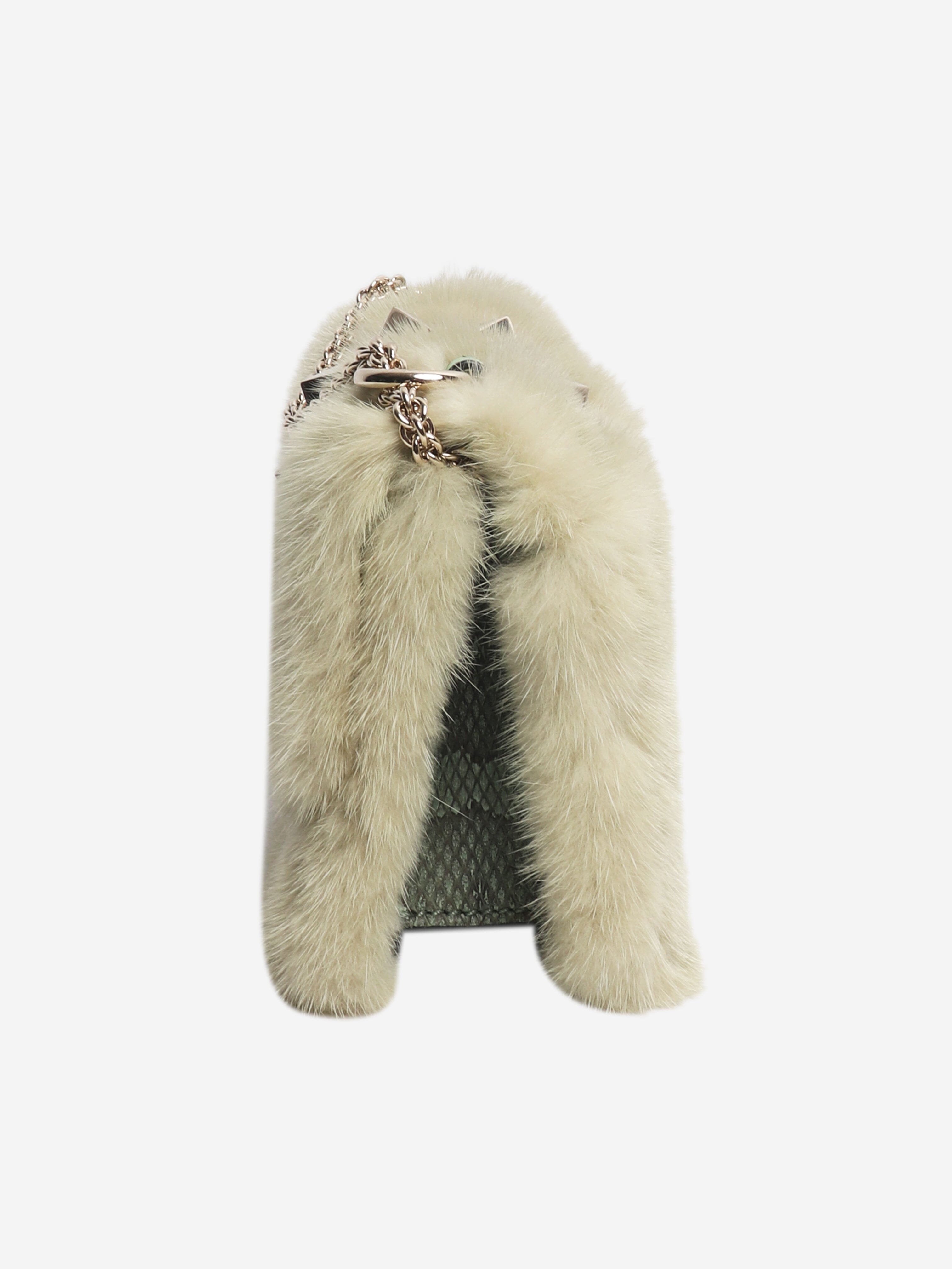 Green faux-fur crossbody bag Cross-body bags Valentino 