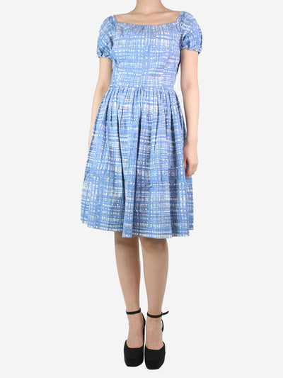 Blue off-shoulder pleated midi dress - size UK 10 Dresses Prada 