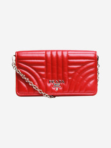 Prada Red leather wallet on chain