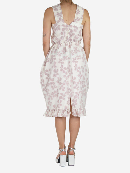 Cream floral embroidered wool-blend midi dress - size S alternate image