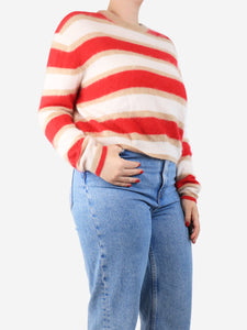 Guest In Residence Red and cream striped cashmere jumper - size M
