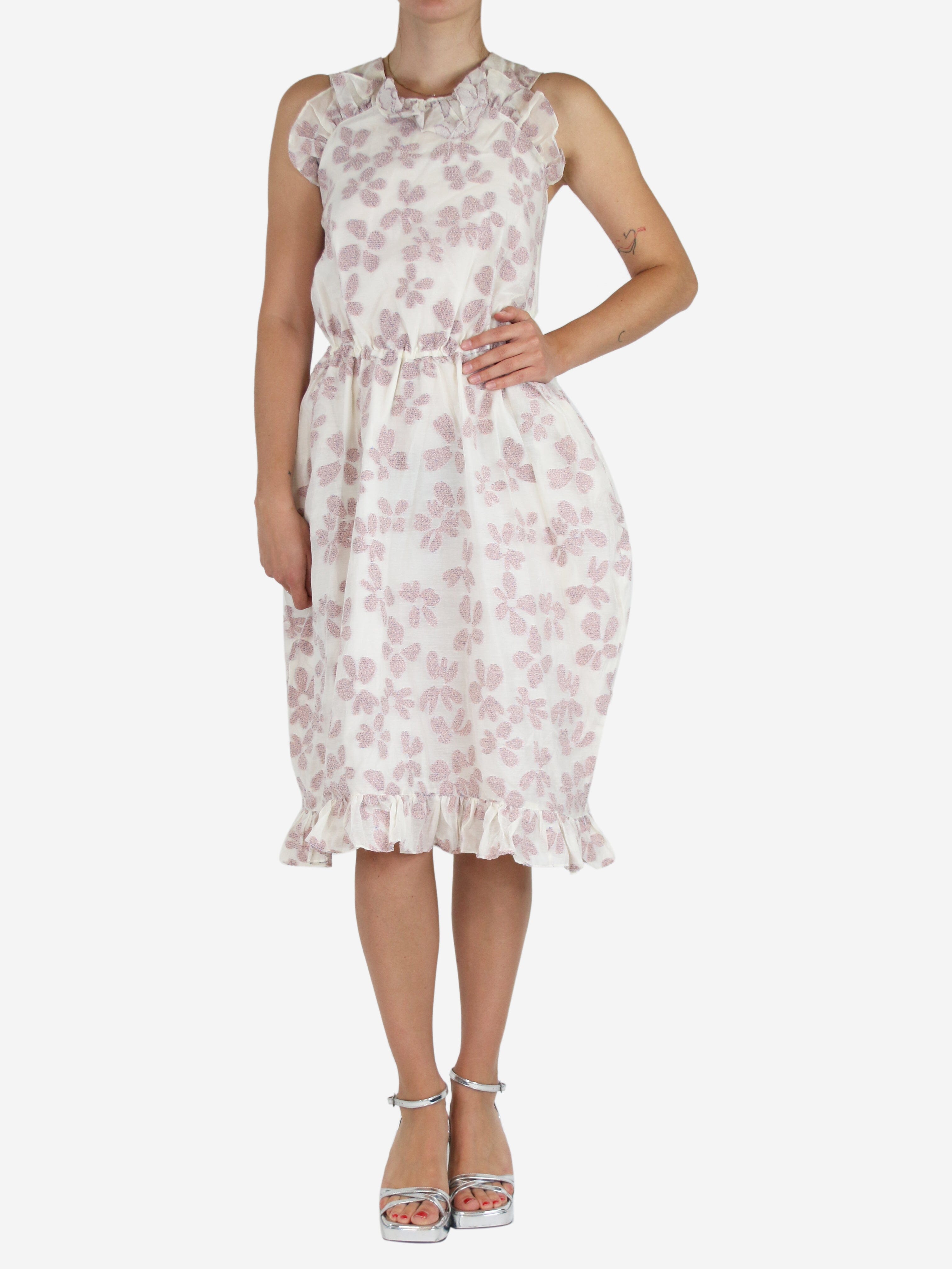 Cream floral embroidered wool-blend midi dress - size S Dresses PushButton 