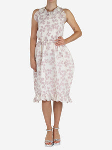 PushButton Cream floral embroidered wool-blend midi dress - size S