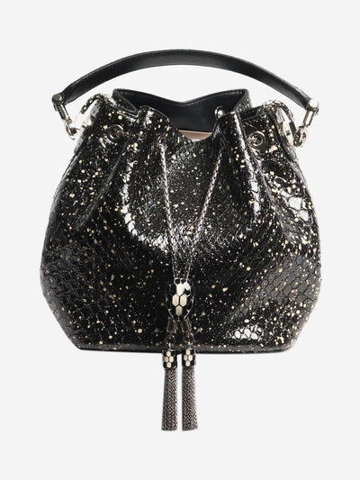 Black leather paint-splatter bucket bag Cross-body bags Bvlgari 
