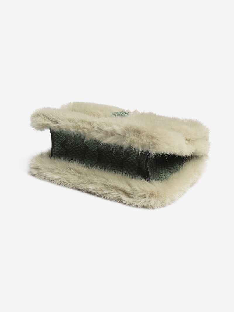 Green faux-fur crossbody bag Cross-body bags Valentino 