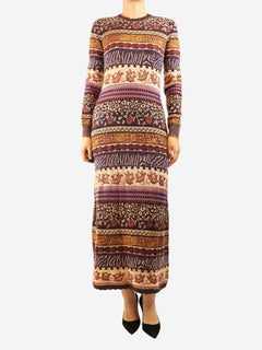 Purple and brown knit long-sleeved dress - size S Dresses Ulla Johnson 