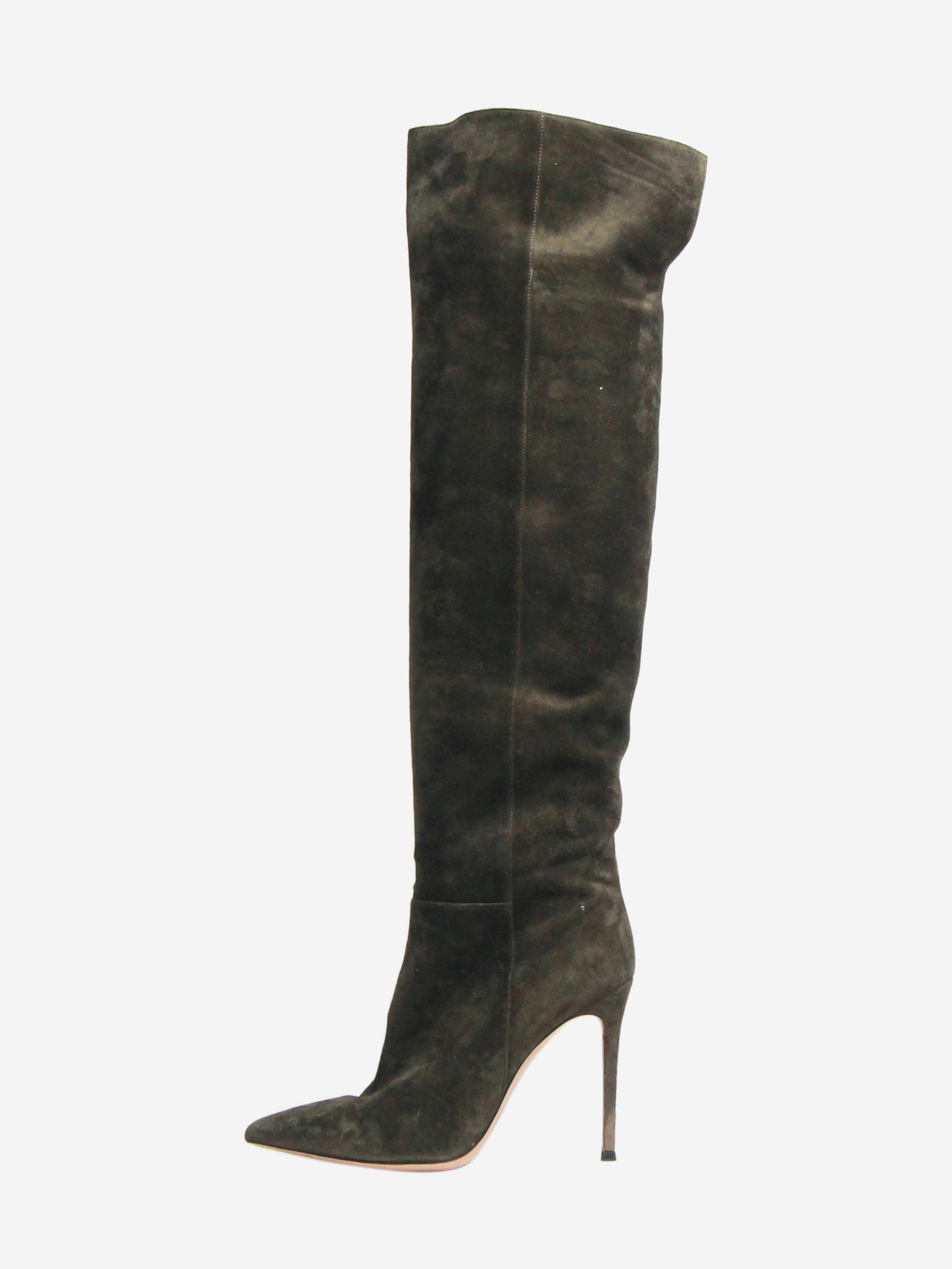 Gianvito Rossi pre owned green suede over the knee boots size EU 37.5 UK 4.5 Sign of the Times