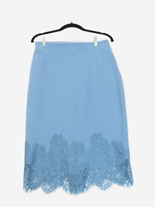 Ermanno Scervino Blue lace hem wool-blend pencil skirt - size UK 12