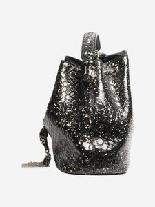 Bvlgari Black leather paint-splatter bucket bag