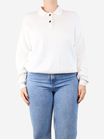 White ribbed polo jumper - size XXL Knitwear Brunello Cucinelli 