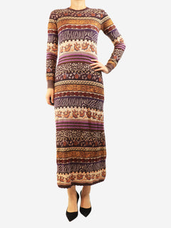 Purple and brown knit long-sleeved dress - size S Dresses Ulla Johnson 