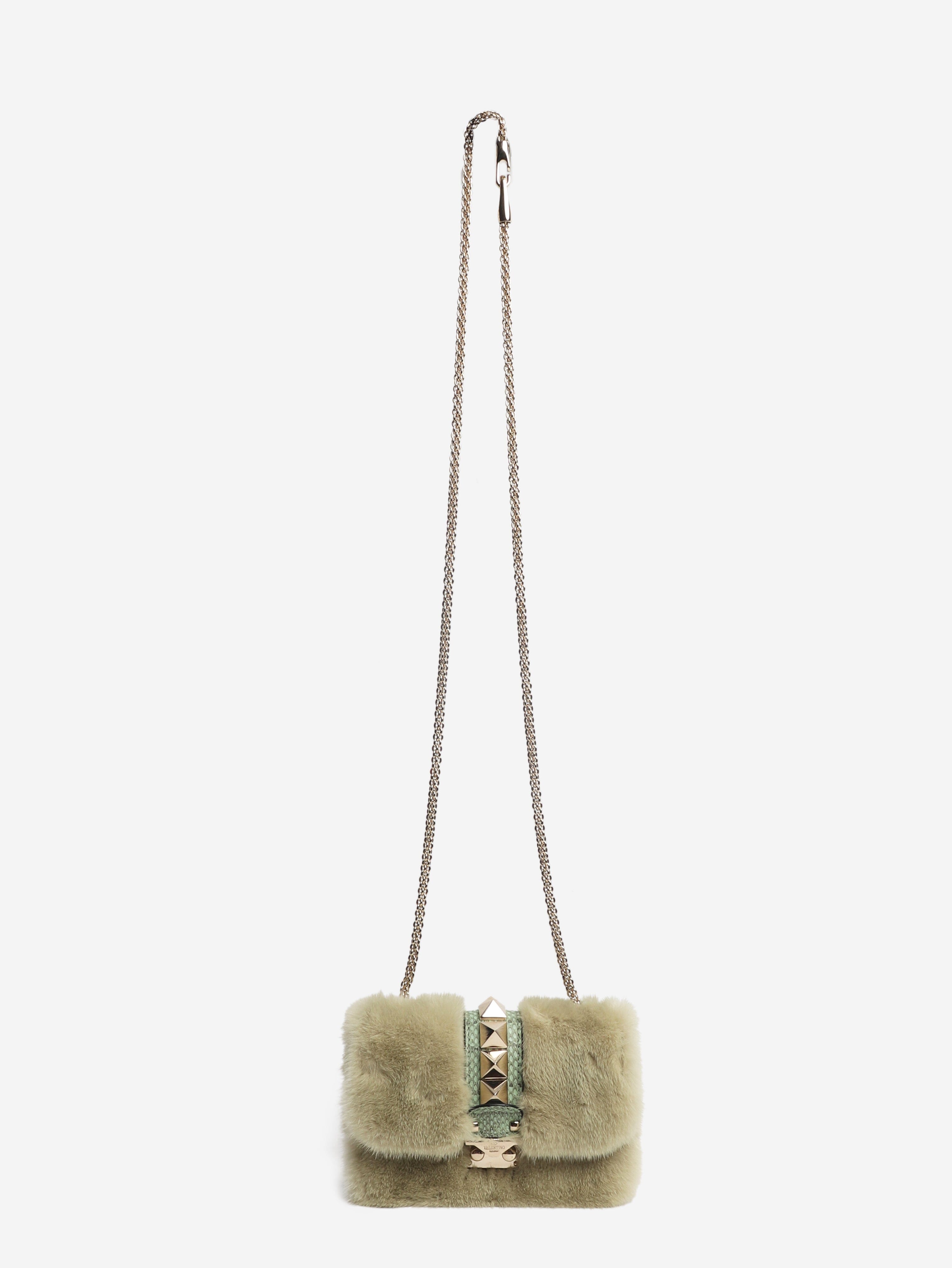 Green faux-fur crossbody bag Cross-body bags Valentino 