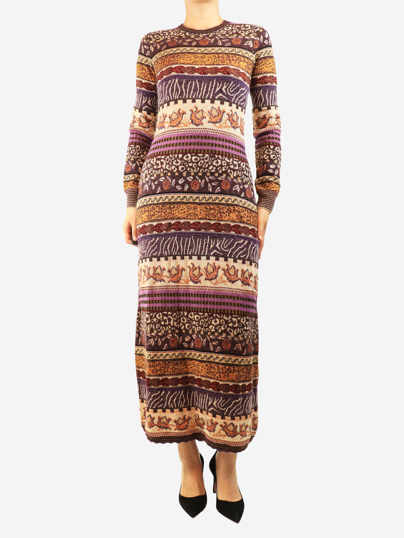Purple and brown knit long-sleeved dress - size S Dresses Ulla Johnson 