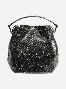 Bvlgari Black leather paint-splatter bucket bag