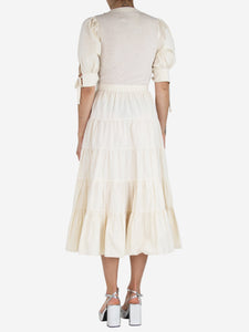 Ulla Johnson Cream puff-sleeved tiered midi dress - size S