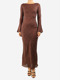 Brown silk snake printed dress - size S Dresses Realisation 