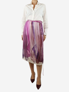 Acne Studios Purple printed midi skirt - size UK 8