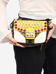 Miu Miu Multicolour bejewelled leather biker clutch