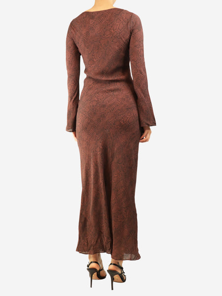 Brown silk snake printed dress - size S alternate image