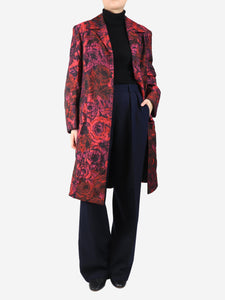 Dries Van Noten Red floral jacquard coat - size UK 12