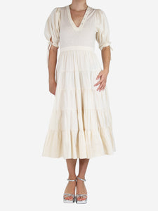 Ulla Johnson Cream puff-sleeved tiered midi dress - size S