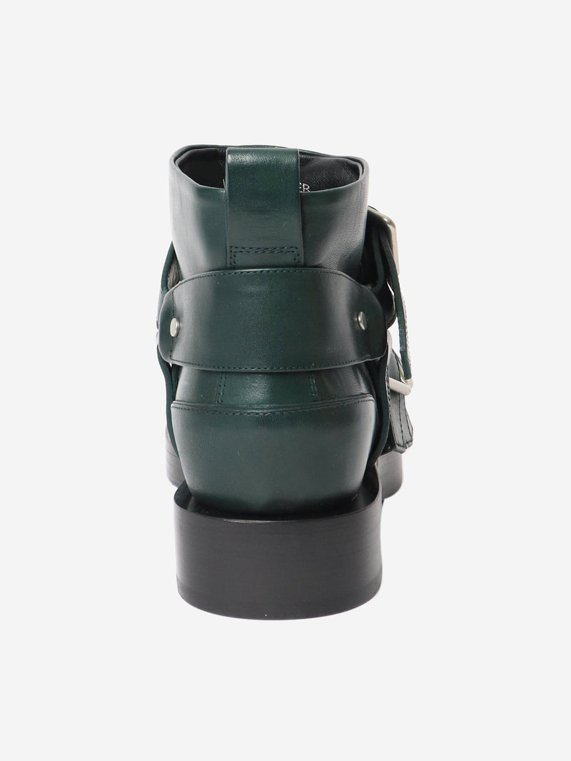 Dark green buckle-strap leather ankle boots - size EU 36 (UK 3) Boots Burberry 