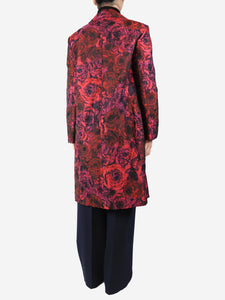 Dries Van Noten Red floral jacquard coat - size UK 12