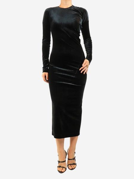 Black long-sleeved velvet dress - size S product image