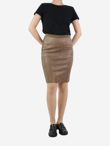 Isabel Marant Brown leather pencil skirt - size UK 8