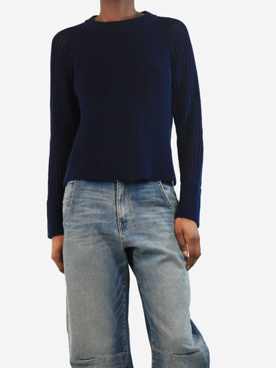 Navy blue ribbed cotton jumper - size XS Knitwear ME+EM 