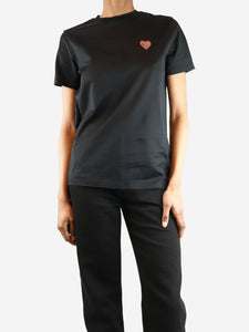 Sandro Black embroidered patch t-shirt - size UK 6