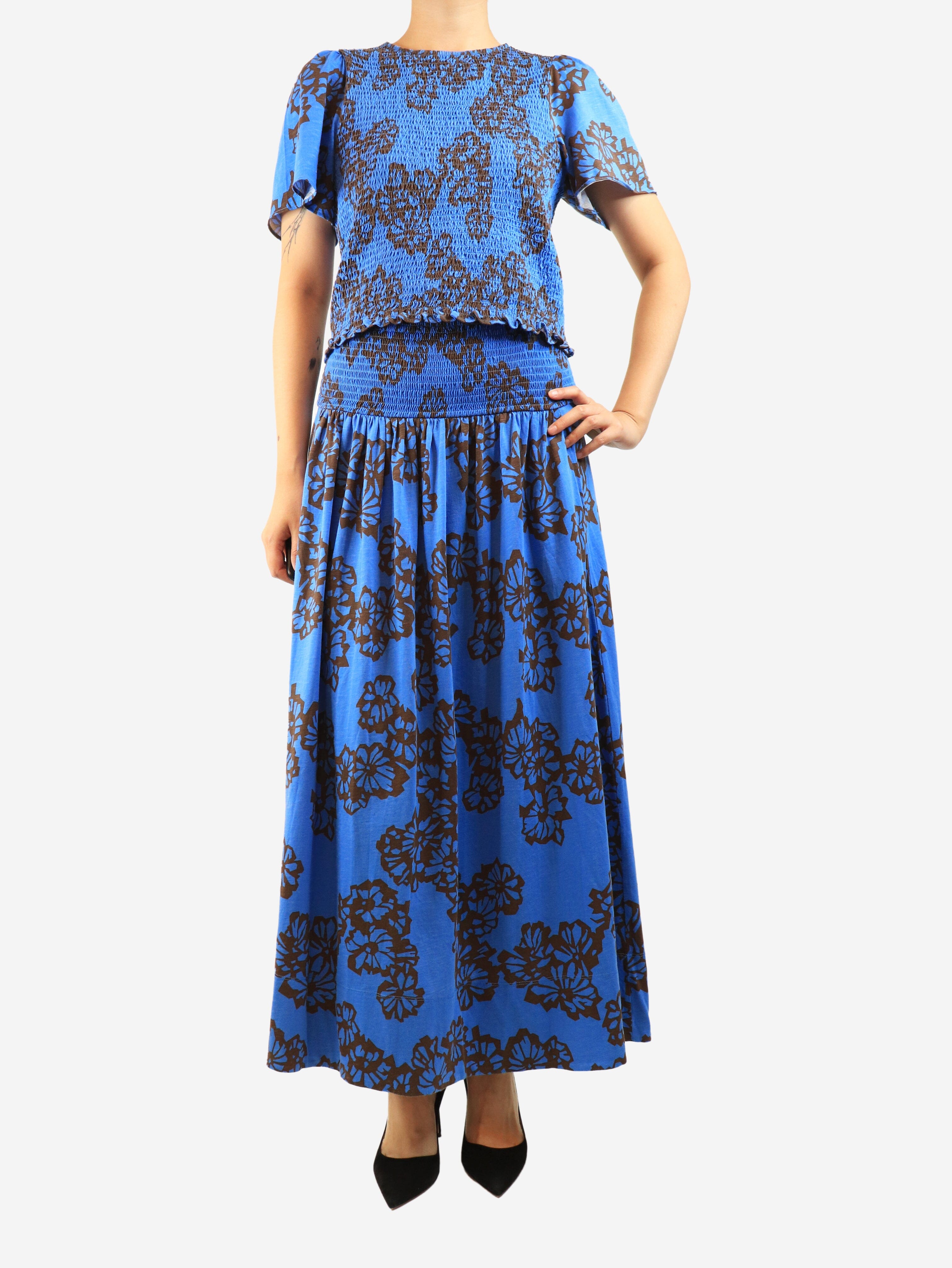 Blue printed top and skirt two piece set - size UK 14 Sets ME+EM 