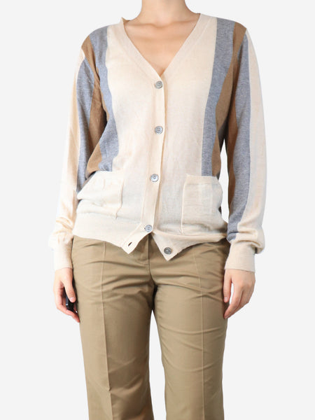 Neutral colourblock cardigan - size UK 10 product image