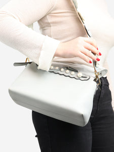 Fendi Grey Vitello Dolce Pearl Scalloped shoulder bag