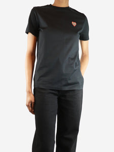 Sandro Black embroidered patch t-shirt - size UK 6