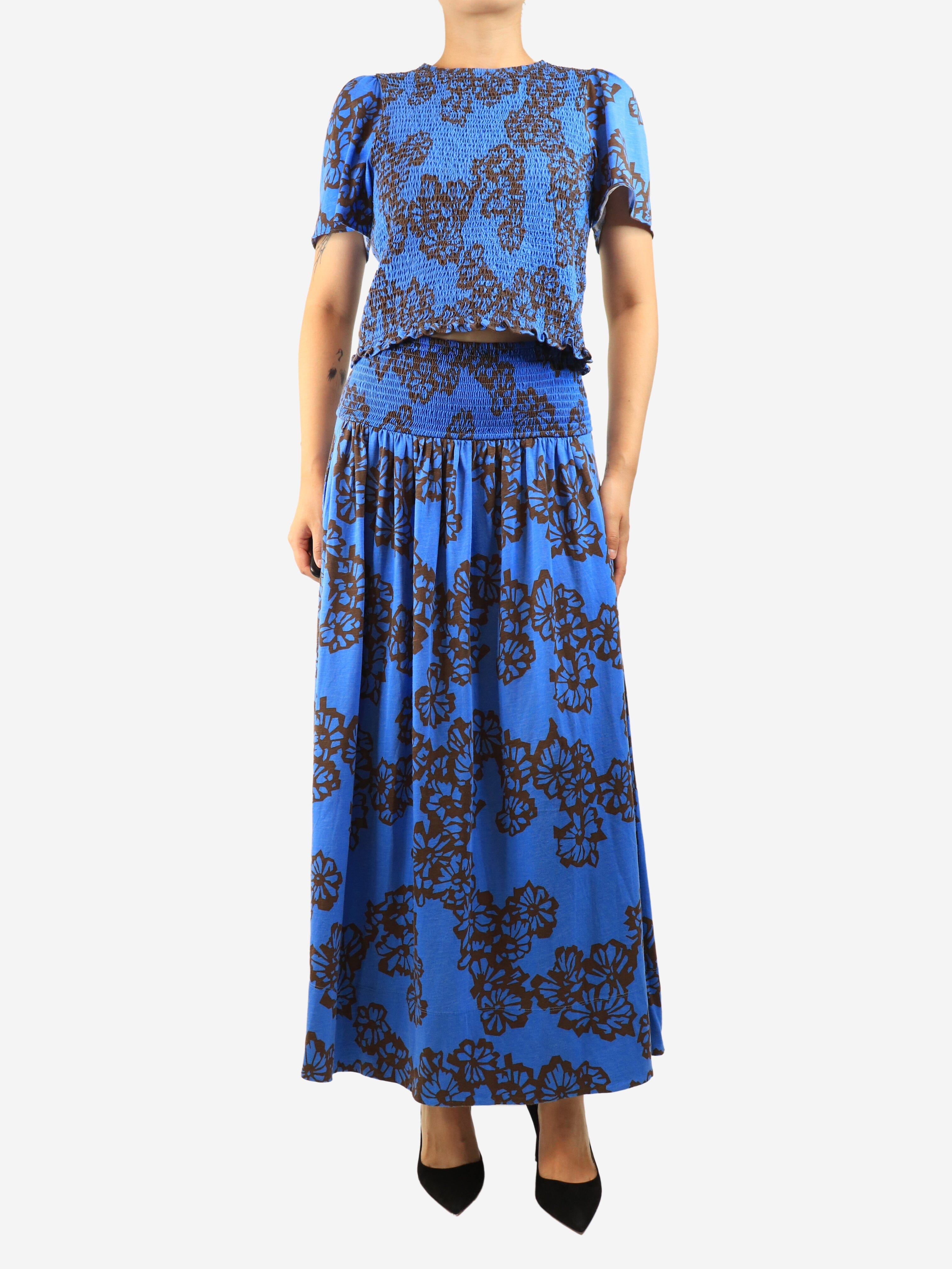 Blue printed top and skirt two piece set - size UK 14 Sets ME+EM 