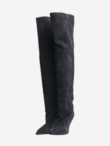 Isabel Marant Navy suede over-the-knee boots - size EU 38